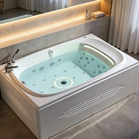Moderna Bañera de Hidromasaje Acrílica para Interiores con Cortina de Agua Iluminada, Control Eléctrico y Certificación CE