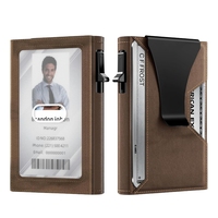 Portefeuille en aluminium avec pochette arrière élastique Porte-cartes de crédit RFID Mini Slim Wallet Automatic Pop up Bank Card Case