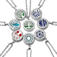 28mm Creux Arbre de Vie En Acier Inoxydable Ouvrable Rond Boîte De Parfum Aromathérapie Huile Essentielle Diffuseur Pendentif Collier