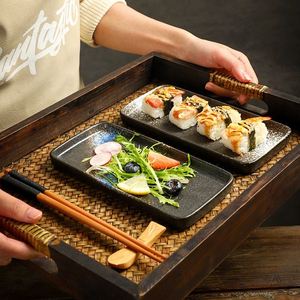 Japanese <b>Ceramic</b> Rectangle <b>Plate</b> Flat Sushi <b>Plate</b> Restaurant Tableware Home Snack Side Dish <b>Plate</b> - Product Image 4