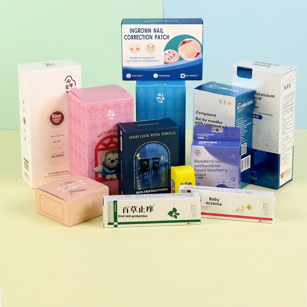 Factory Square White Cardboard Color Box Express Packaging for Medicine Customizable Logo Printable Small Batch Printing