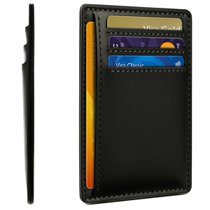 <span class=keywords><strong>Portafogli</strong></span> Sottili Minimalisti in Vera Pelle Personalizzati per Uomo, Lunghezza Corta, Tasca Frontale, Blocco RFID, Fodera in Nylon, Porta Carte - Product Image 1