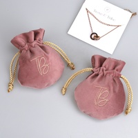 Sac de rangement personnalisé en velours, broderie Ellipse, bijoux, boucles d'oreilles, collier, Mini emballage, cordon de serrage, pochette à bijoux en velours