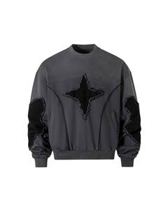 Giacca con Cappuccio Oversize da Uomo LEDUO, con Patch a Stella Effetto Vissuto, in Poliestere/Cotone, Grigio Scuro, Casual Estiva Antipiega - Product Image 1