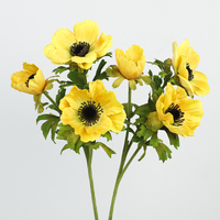 Nouvelle fleur artificielle 3 têtes de branche de fleur d'anémone pour la décoration de mariage à la maison en gros de haute qualité Fleurs de pavot artificielles