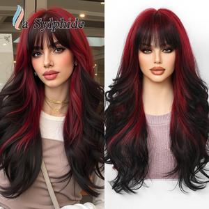 Perruque complète <span class=keywords><strong>longue</strong></span> et ondulée, <span class=keywords><strong>coiffure</strong></span> dégradée beige rose, avec <span class=keywords><strong>frange</strong></span>, synthétique, pour cosplay, pour <span class=keywords><strong>femme</strong></span> - Product Image 6