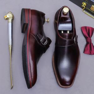 Original Luxury Men's High-End Cowhide Genuine Leather Shoes Lace-Up Closure Business Casual Polished Retro <b>Square</b> Breathable - Product Image 1