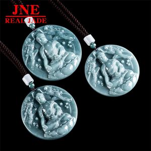 Pendentif en pierre de jade naturel de type A, bleu eau, Dunhuang, <span class=keywords><strong>Kweichow</strong></span>, Moutai, Bouddha, vieux matériaux, jade glacé, pour hommes et femmes - Product Image 3