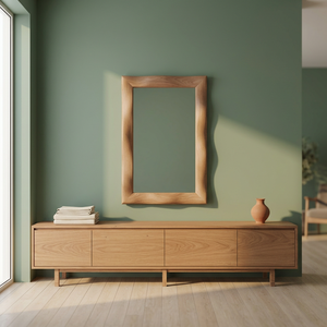 Espejo de Pared Decorativo Hecho a Mano con Marco de Madera Natural de Diseño Moderno y Lujoso, Grabado Personalizado, Ecológico, para Bodas y Sala de Estar - Product Image 1