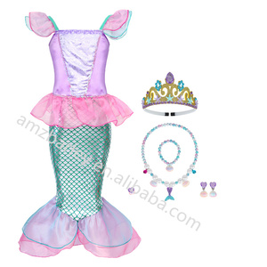 Robe de princesse sirène en dentelle pour filles, Costumes de films <span class=keywords><strong>et</strong></span> de télévision, robes de carnaval d'halloween pour enfants, robes de princesse <span class=keywords><strong>Ariel</strong></span> - Product Image 6