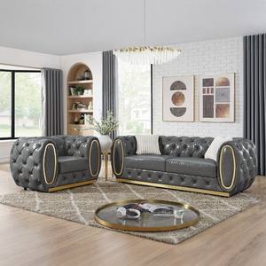 Ensemble de canapés en velours noir de luxe 1/2/3 places, coussin moelleux élégant pour salon, <span class=keywords><strong>canapé</strong></span> double et ensemble de canapés combinés en gros - Product Image 5