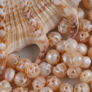 Perlas de Agua Dulce Naturales Talladas en Forma de Calavera de 7-8 mm, Perlas Barrocas Sueltas para la Fabricación de Joyería DIY - Product Image 3
