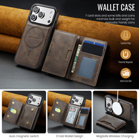 Casing Ponsel Kulit PU Mewah dengan Magnet dan Dompet untuk iPhone 17/17 Pro/17 Pro Max/17 Air/17, Pelindung Handphone yang Dapat Dilepas