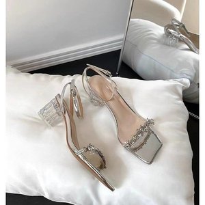 Wholesale Summer Open-Toed <b>Slippers</b> New Design Rhinestone Women Shoes Elegant High Heel <b>Slippers</b> for Women - Product Image 1