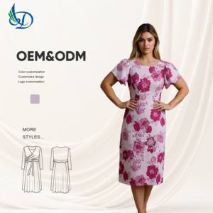 Vestido largo elegante con estampado de flores para mujer otoño nuevo estilo palaciego con mangas cortas de espuma Maxi longitud ropa de <span class=keywords><strong>Boutique</strong></span> al por mayor - Product Image 1