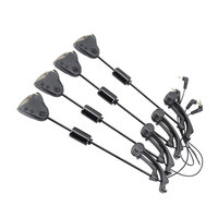 Ensemble de matériel de pêche à la carpe, avertisseurs lumineux avec contrôle de couleur de lumière modifiable, recouverts de cuir, 4 pièces dans un étui zippé