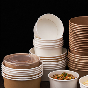 Eco Vriendelijke Custom Klein Formaat Ronde Salade Papier Kom Afhaalmaaltijd Kraftpapier Doos Verpakking Voerbak Met Papieren Deksel Voor Fruit - Product Image 5