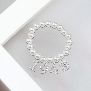 Moda griega Sigma Gamma Rho capítulo Philo y Gamma Phi Delta año de fundación símbolo 1943 colgante fabricación pulsera de perlas - Product Image 2