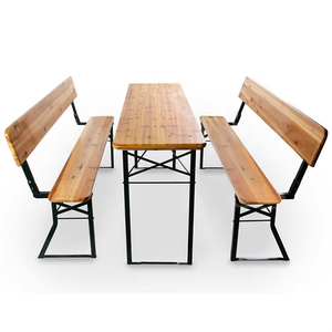 Mesa Rectangular Plegable Ligera de Madera y Metal Estilo Rústico con Patas Metálicas Plegables para Uso en Entradas y Villas - Product Image 3