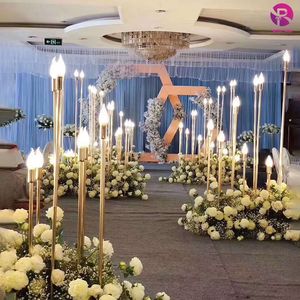 10 أذرع شموع أرضية كبيرة لامعة شموع ذهبية إضاءة مسرح الزفاف أضواء الزفاف - Product Image 5