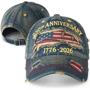 หมวกครบรอบ 250 ปี สหรัฐอเมริกา 1776-2026 หมวกเบสบอลอเมริกันปักลายรักชาติแบบปรับได้ - Product Image 2