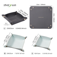 Plateau de rangement à bijoux pliable à double niveau en cuir PU avec logo personnalisé et design minimaliste pour la salle de bain
