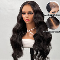 Perruque Cheveux Humains Ondulés 40 Pouces, Dentelle HD 13x6, Sans Colle, Pré-Pluckée, Cheveux de Bébé, Ultra Longue pour Femmes Noires