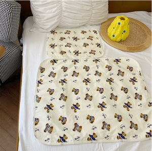 Tapis à langer portable pliable en coton biologique pour nouveau-né, matelas imperméable pour bébé, tapis de jeu - Product Image 1
