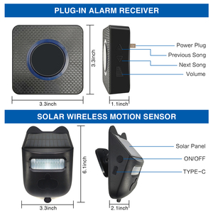 Solar Wireless Driveway <strong>Alarm</strong> Outdoor Waterproof Motion Sensor &amp; Detector-Security Alert System <strong>Garage</strong> Carport Carbarn <strong>Alarm</strong> - Product Image 4