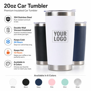 Custom Logo 20oz Double Wall Vacuum Insulated Car Tumbler 304 Stainless Steel Travel Mug With Straw For <b>Hot</b> And Cold Beverages - Product Image 4