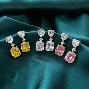 Orecchini pendenti rosa giallo bianco per donna, gioielli eleganti e scintillanti per le orecchie - Product Image 4