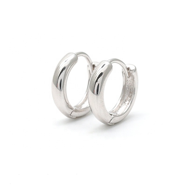 Fine Hoop Earings 925 Sterling Silver 4mm Chunky Gold Earring Women