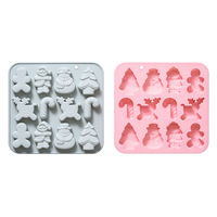 Moule en silicone à 12 cavités pour chocolats de Noël, bonbons, biscuits, poudings et décorations de gâteaux, outils de pâtisserie faits main
