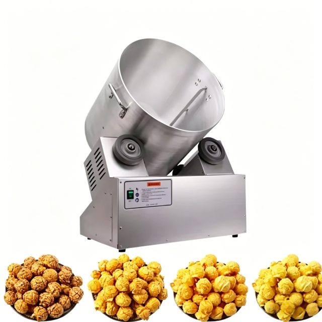Electric Popcorn Coating Mixer Machine with Adjustable Speed for Caramel and Flavored Popcorn Production