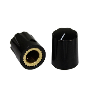 Perilla de interruptor giratorio de plástico con inserción de latón, estilo Davies 1900, moleteada, de 16x12.7MM, para eje de 6.35mm - Product Image 1