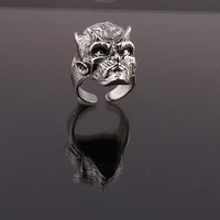 Bague Crâne Style Européen-Américain en Acier Inoxydable Inaltérable, Têtes d'Animaux (Lion, Loup, Tigre, Vache), Style Punk Unisexe, Tête de Fantôme