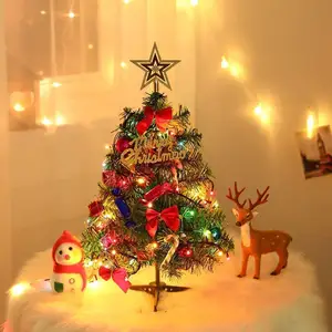 pre lit batterij kerstboom Suppliers-Pre-Lit Tafelblad Xmas Boom Kunstmatige Mini Kerst Pijnboom Met Ornamenten Kerst Decoratie Benodigdheden