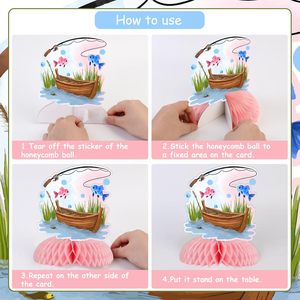 8 pièces Centres de table nid d'abeille Révélation du Sexe Poisson <span class=keywords><strong>Il</strong></span> ou Elle, Décorations de table Révélation du Sexe, Toppers de table Baby Shower - Product Image 5