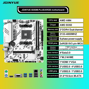 Tarjeta Madre AM4 Micro-ATX B350M PLUS ARGB, Admite Ranuras de Memoria de Doble Canal 2xDDR4, Capacidad Máxima de 32 GB, para Servidor de PC - Product Image 2