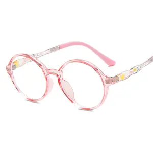 Детские круглые очки TR90 с цветами, сердцем и защитой от синего света, Детские и мужские оправы для очков, оптические очки, детские очки