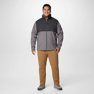 <b>Men's</b> Custom Design Winter Workwear Softshell <b>Jacket</b> Windproof Waterproof Fleece Lining Stand Collar Zipper Closure Front Logo - Product Image 1