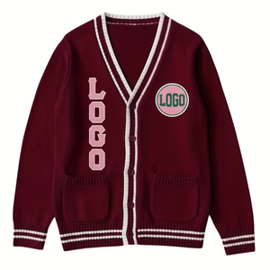 High School Children's Winter Uniform Unisex Canvas <b>Cardigan</b> Sweater Soft V-Neck Knitted Anti-pilling 100% Acrylic <b>Thick</b> Double - Product Image 1