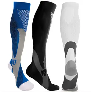 7 couleurs 3 Tailles De Haute Qualité Personnalisé Hommes Femmes Genou Haute 20-30mmhg Cyclisme Athlétique En Gros Chaussettes De Compression