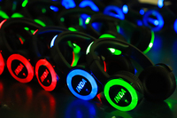 Équipement de disco silencieuse LED de luxe INDA RF770 pour les soirées disco silencieuses, système de casque silencieux à 3 canaux