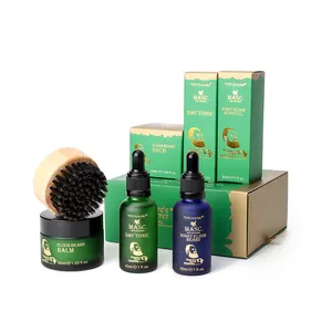 Miglior Set per la cura della barba da uomo olio e balsamo per barba con etichetta privata all'ingrosso olio per Kit di crescita della barba vegana biologica naturale