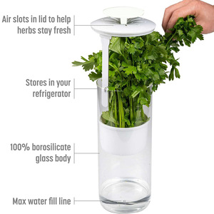Upgraded Herb Freshness Keeper Plastic Jar Extends Shelf Life Cilantro <strong>Basil</strong> Leafy Greens Leak-Proof Storage <strong>Container</strong> - Product Image 5