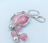 Pendentif personnalisé en cristal de la nouvelle série créative Plantes, avec motif tulipe en pierre œil-de-chat, en alliage, pour porte-clés.