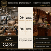 Meubles de cuisine sur mesure en bois massif pour toute la maison, style traditionnel cerisier et noyer, hotte personnalisée avec façade en verre, fabrication OEM