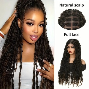 Peluca Africana con Raya al Medio, <span class=keywords><strong>Trenzas</strong></span> Mariposa Cortas y Desordenadas, Peluca de Rastas de Cabello <span class=keywords><strong>Largo</strong></span> Rizado para Hombres y Mujeres, Seda Doméstica - Product Image 6