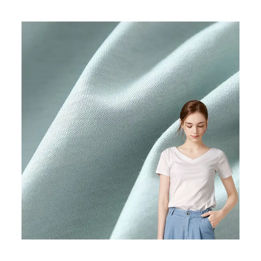 Boran Textile 70S Haute Qualité Mercerisé 100% Pima Coton Interlock Tricoté Chemise Tissu En Coton Biologique